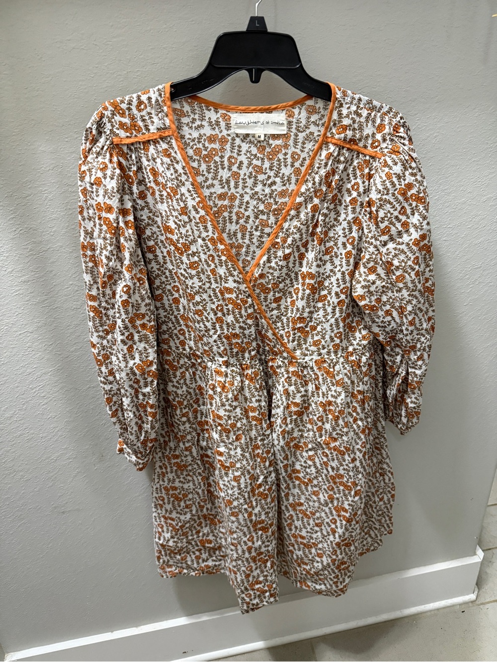 Cotton linen floral mini dress